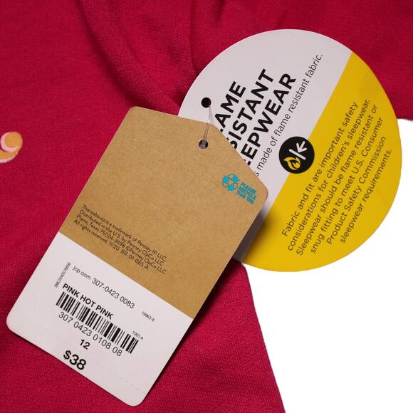 4/$20 - Thereabouts Girls Let's Sleep In Terry Pajama Sleepwear Top Pink Size 12 - Picture 4 of 7